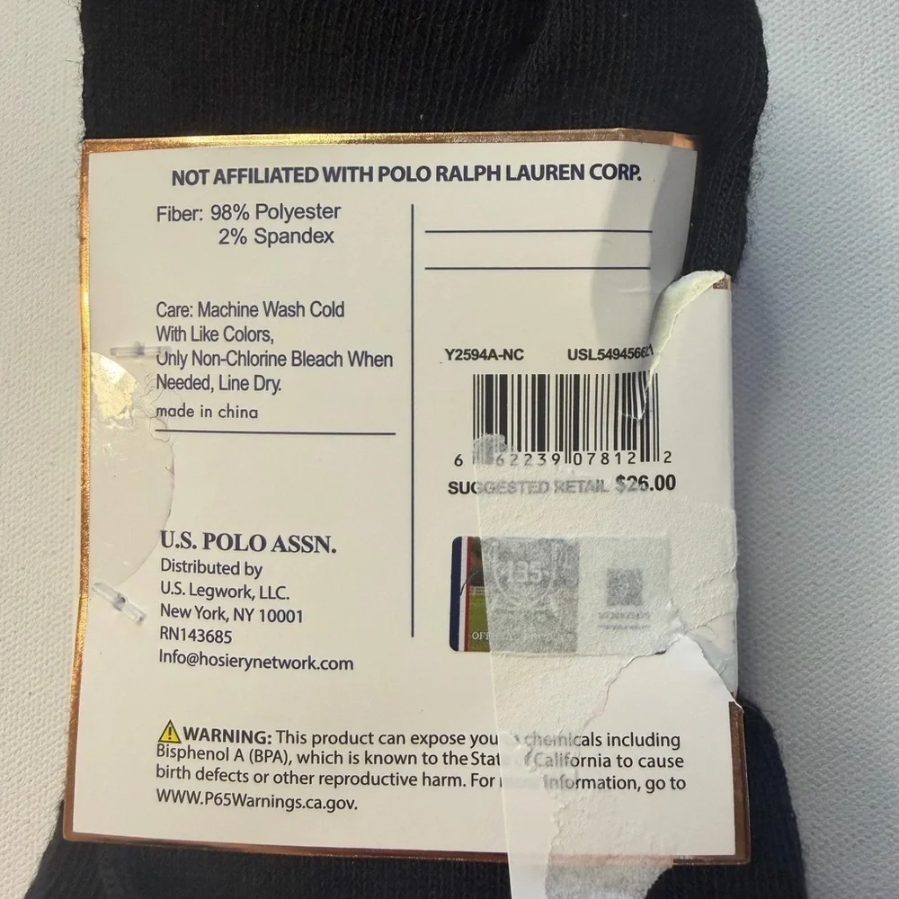 U.S. Polo Assn. Black Low Cut Socks - 10 Pair Pack (E2)